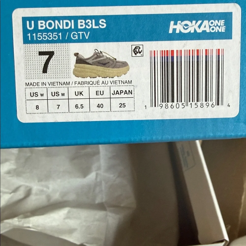Hoka White Cream Sneakers with Blue Accent - Picture 7 of 7